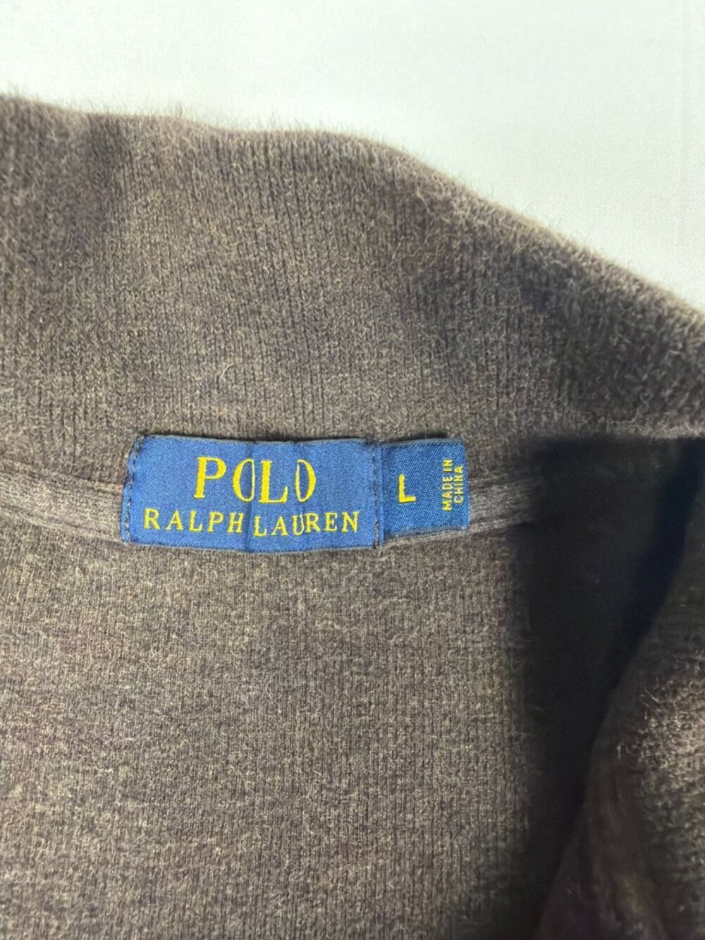 Polo Ralph Lauren Mens Size L Brown 100% Cotton 1/4 Zip Pullover Sweater - Picture 3 of 9